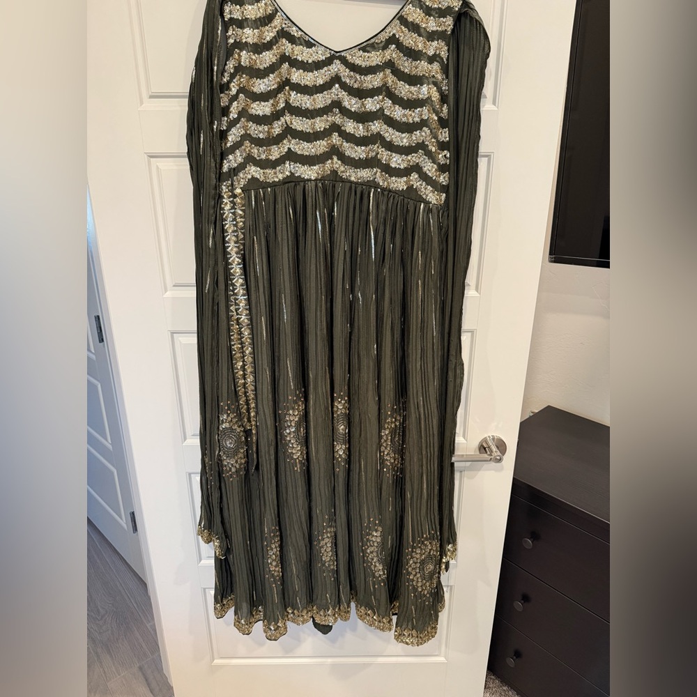 Elegant Black and Gold Embellished Indian Anarkali